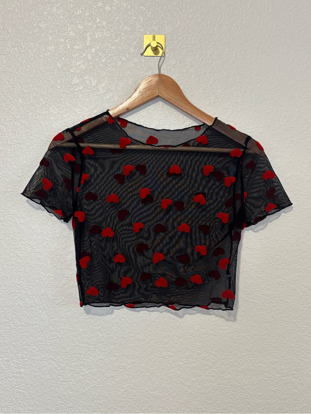 Sheer Mesh Heart Crop Top Coquette Y2K Fairy Grunge Romantic